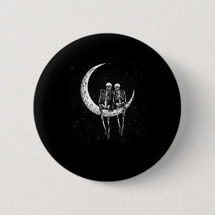 Skeleton paar op maan plezier Halloween kostuum Ma Ronde Button 5,7 Cm
