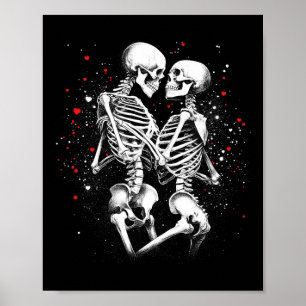 Skeleton Paar voor Halloween Valentijnsdag van T Poster