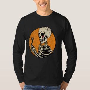 Skeleton Paardebloem Halloween Spooky Botten Skull T-shirt