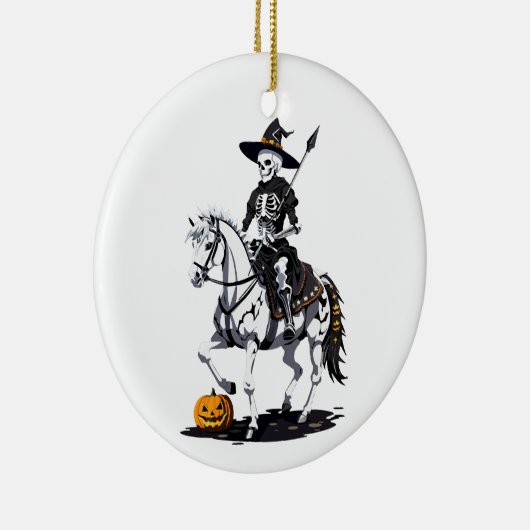 Skeleton Paardenruiter - Halloween Skelet Keramisch Ornament (Rechts)