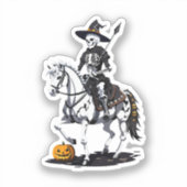 Skeleton Paardenruiter - Halloween Skelet Sticker (Voorkant)