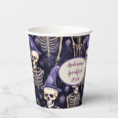 Skeleton Paarse aangepaste Halloween papieren beke Bekers (Achterkant)