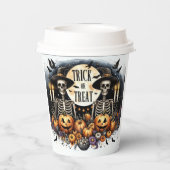 Skeleton Paper Cups for Spooky Drinks Papieren Bekers (Achterkant)