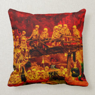 Skeleton Party in Helltown Happy Halloween  Kussen