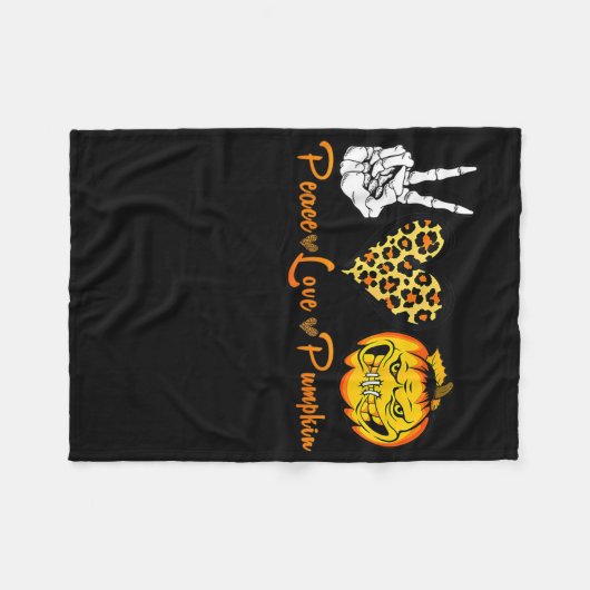 Skeleton Peace Leopard Love Scary Pumpkin Hallowee Fleece Deken (Voorkant (Horizontaal))