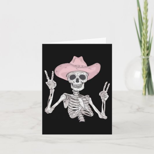 Skeleton Peace Sign Cowboy Pet Western Mexicaanse  Kaart (Voorkant)
