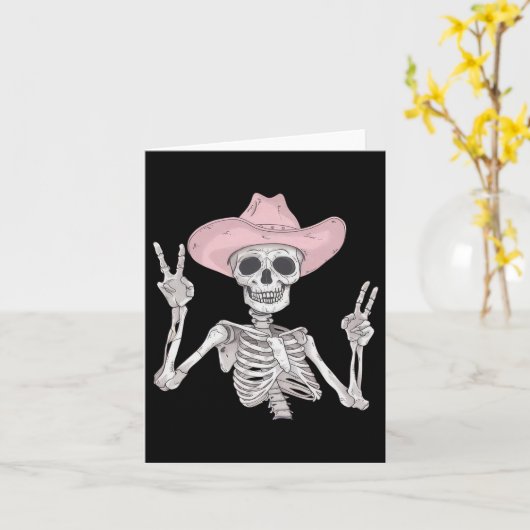 Skeleton Peace Sign Cowboy Pet Western Mexicaanse  Kaart (Gele Bloem)