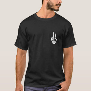 Skeleton Peace Sign Pocket Skeleton Halloween Crea T-shirt