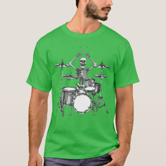 Skeleton Percussionist Drummer Halloween Rock Roll T-shirt