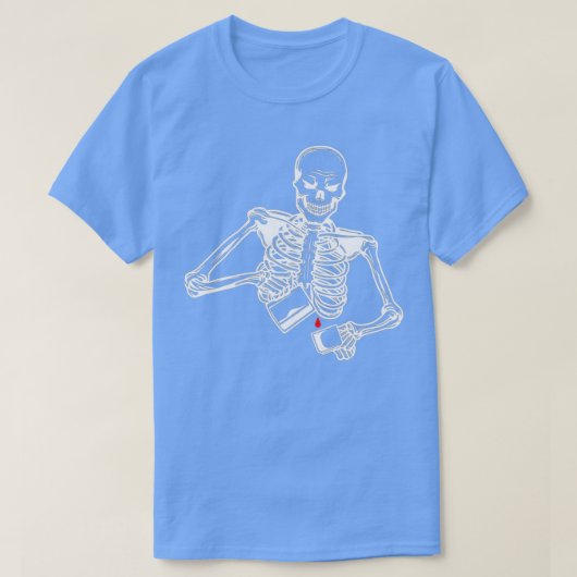 Skeleton Pesting Coffee Barista Halloween 2 T-shirt (Design voorkant)
