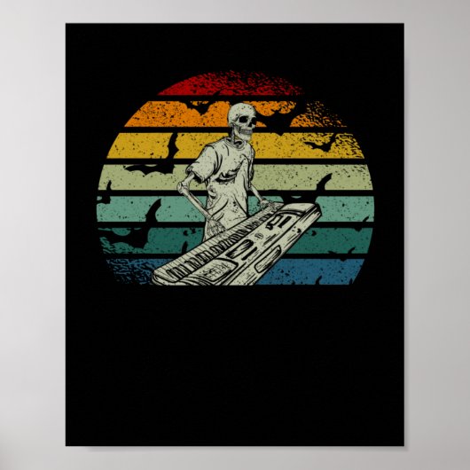 Skeleton Piano die Moon Halloween Music speelt Poster (Voorkant)