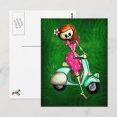 Skeleton Pin Up Girl op Scooter Briefkaart (Voorkant / Achterkant)