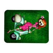Skeleton Pin Up Girl op Scooter Magneet (Horizontaal)