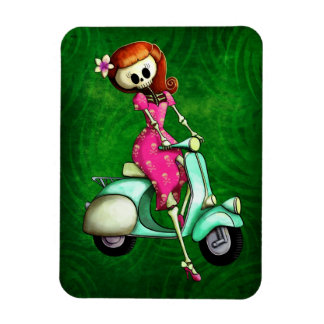 Skeleton Pin Up Girl op Scooter Magneet
