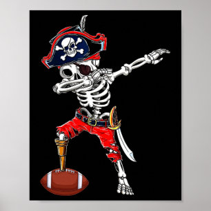 Skeleton Pirate & Football Ball Halloween Kost Poster