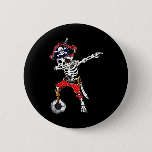 Skeleton Pirate &amp; Voetbal Halloween Kostuum Ronde Button 5,7 Cm (Voorkant)