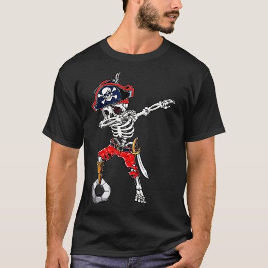 Skeleton Pirate & Voetbal Halloween Kostuum T-shirt (Voorkant)