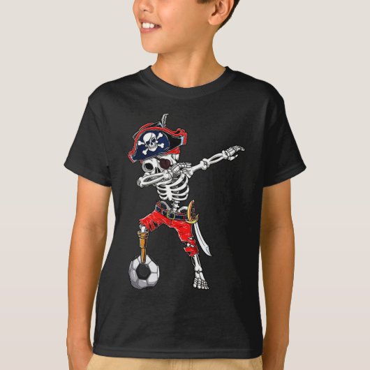 Skeleton Pirate & Voetbal Halloween Kostuum T-shirt (Voorkant)