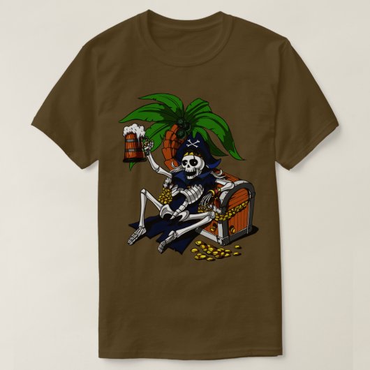 Skeleton Pirate Beer Party T-shirt (Design voorkant)