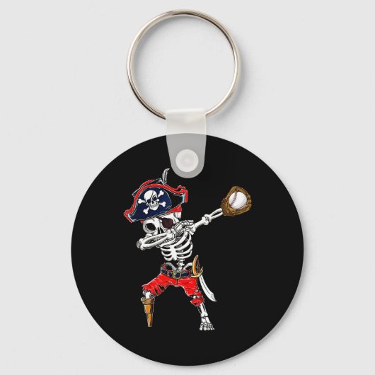 Skeleton Pirate & Camp; Honkbal Halloween Kosten Sleutelhanger (Voorkant)