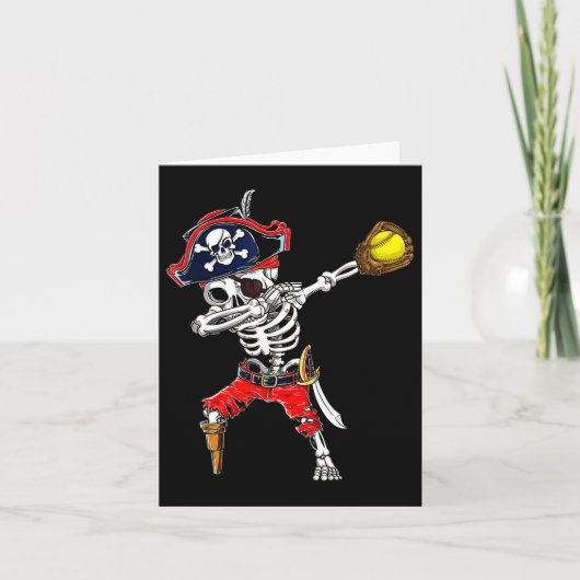 Skeleton Pirate & Camp; Softbal Halloween Kosten Kaart (Voorkant)