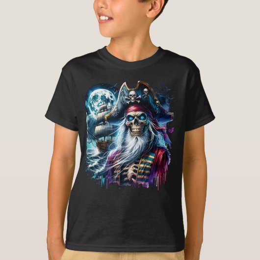 Skeleton Pirate Captain T-shirt (Voorkant)
