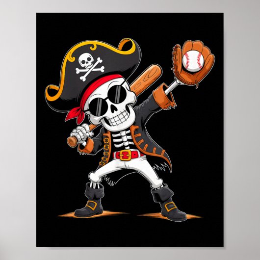 Skeleton Pirate Halloween kostuum honkbalspeler Poster (Voorkant)