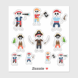 Skeleton Pirate Halloween Sticker