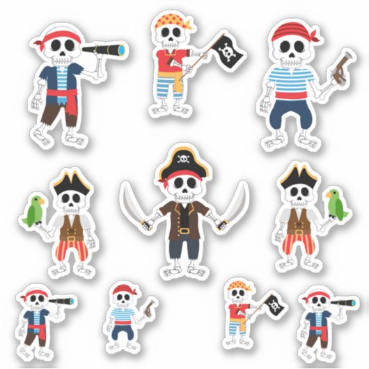 Skeleton Pirate Halloween Sticker (Voorkant)