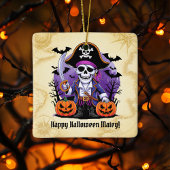 Skeleton Pirate Happy Halloween Matey Keramisch Ornament