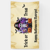 Skeleton Pirate Happy Halloween Mateys Spandoek (Verticaal)