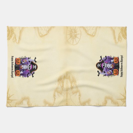 Skeleton Pirate Happy Halloween Mateys Theedoek (Horizontaal)