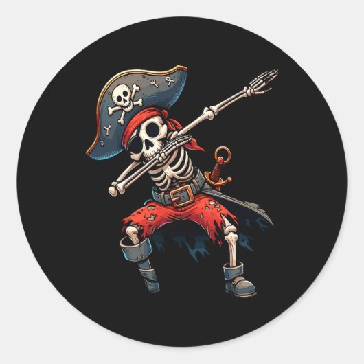 Skeleton Pirate Kinder Ronde Sticker (Voorkant)