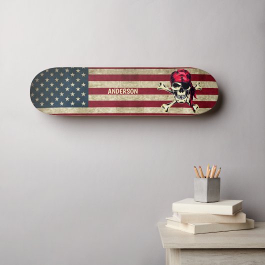 Skeleton Pirate Skateboard (Muurkunst (Horizontaal))