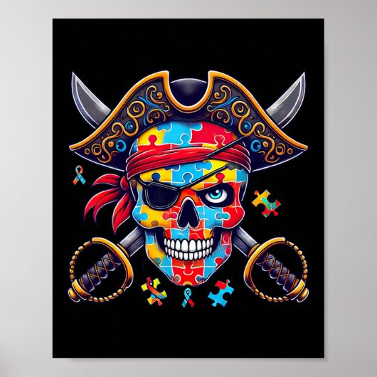 Skeleton Pirate Skull Halloween Mannen Vrouwen Kin Poster (Voorkant)