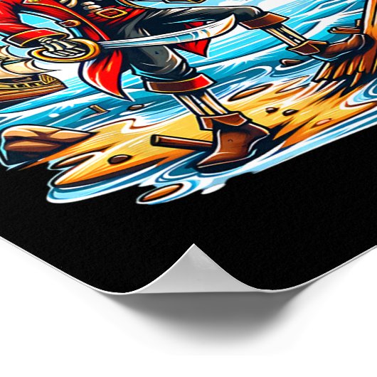 Skeleton Pirate T-shirt Skull Halloween Skeleton P Poster (Hoek)