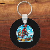 Skeleton Pirate T-shirt Skull Halloween Skeleton P Sleutelhanger (Voorkant)