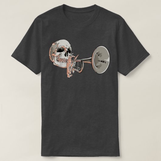Skeleton Play Trumpet Player Music Funny Musici T-shirt (Design voorkant)