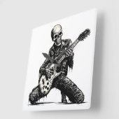  skeleton playing an electric guitar vierkante klok (Hoek)