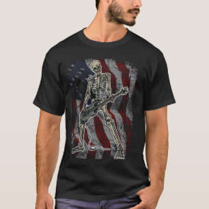 Skeleton Playing Bass voor bassisten en gitaren T-shirt
