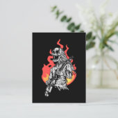 Skeleton playing electric Guitar Flames Rock Music Briefkaart (Staand voorkant)