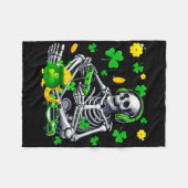Skeleton Playing Game Gamer St. Patrick's Day Sham Fleece Deken (Voorkant (Horizontaal))