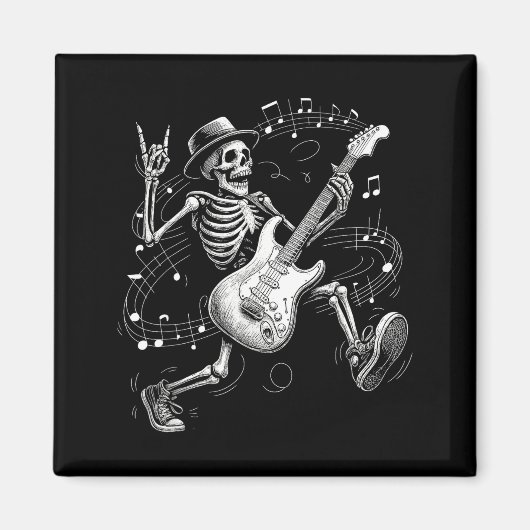 Skeleton Playing Guitar Music For Men Women Rock B Magneet (Voorkant)
