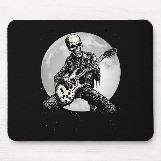 Skeleton Playing Guitar Punk Rock Music Halloween  Muismat (Voorkant)