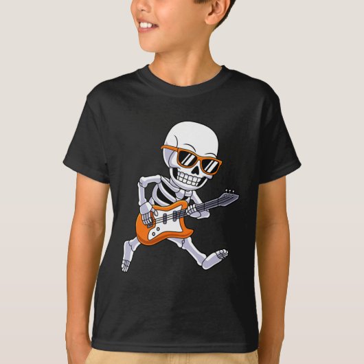 Skeleton Playing Guitar Rock And Roll Boys Kids T-shirt (Voorkant)