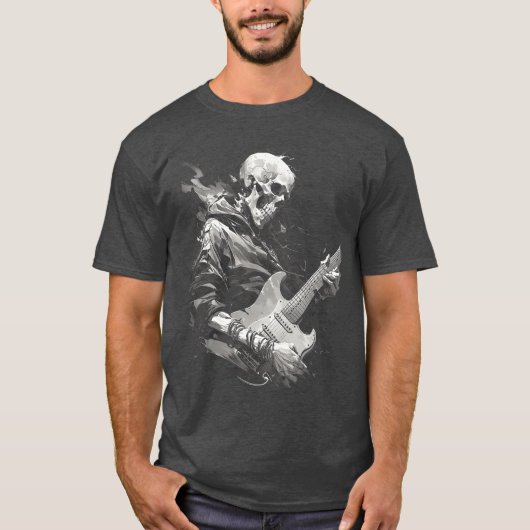 Skeleton playing guitar Rock Shredding Guitar 4 T-shirt (Voorkant)