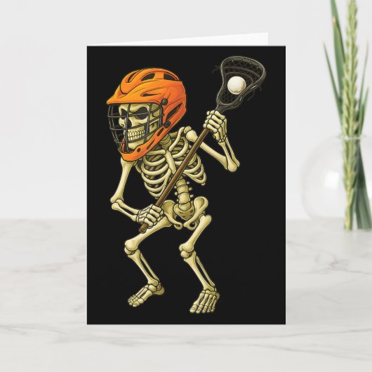 Skeleton Playing Lacrosse Funny Lacrosse Players H Kaart (Voorkant)