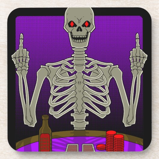 Skeleton Poker Flip Drankjes Onderzetter (Voorkant)