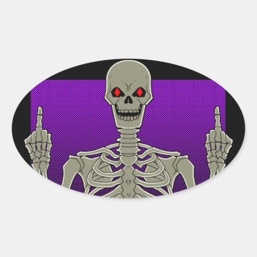 Skeleton Poker Flip Ovale Sticker (Voorkant)