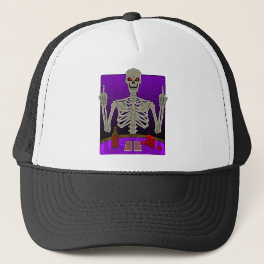 Skeleton Poker Flip Trucker Pet (Voorkant)